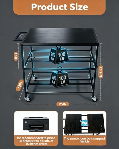 3D Printer Stand, Small 3D Printer Table for Organizer Filament Spools - Image 2