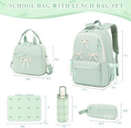 5PCS Bow Backpack for Girls with Bento Box & Water Bottle - Image 2