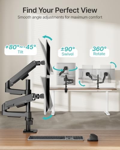 PEGZONE Dual Monitor Stand for 17-32 Inch Screens, Gas Spring Arms - Image 3