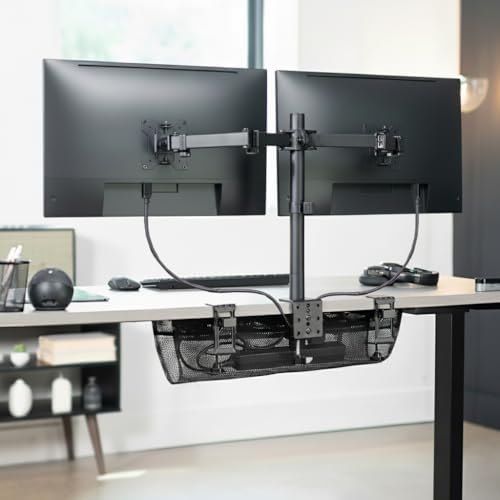 VIVO Black Clamp-on 24 in Mesh Net Cable Management Holder, DESK-AC24MH - Image 2