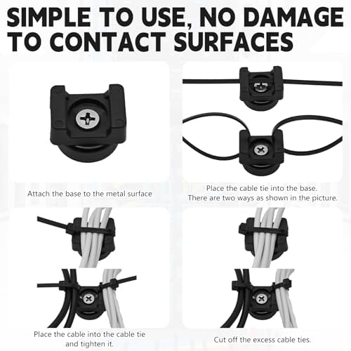 24pcs 22mm Magnetic Zip Tie Mount, Multi-Functional Cable Holder, Suitable for Industrial Cable Management and Home Cable Organizing. 24 Mounts and 100 Nylon Cable Ties - Image 4