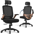 GABRYLLY Ergonomic Office Chair, High Back Home Desk Chair with Flip-Up Arms, 3D Headrest, 90-120° Tilt and Wide Cushion Seat, Big and Tall Computer Chairs for Man Woman, Mesh Chair Black Woodgrain by GABRYLLY