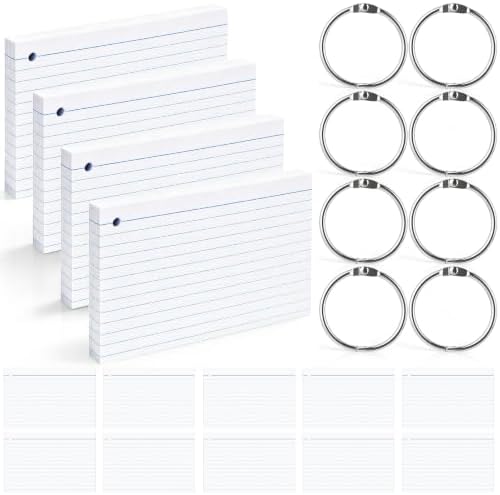 Yexiya 500 Pcs 4 x 6 Inch Index Cards with Rings Hole Punched Notecards by Yexiya