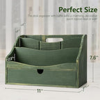 Rebee Vision Wooden Countertop Mail Organizer for Desk with 4-Slot, Green - Image 2