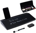 WADORN Desk Whiteboard with Storage Glass Dry Erase Board Black Deskboard Buddy Desktop Organizer Office Accessories for Men Women Work from Home Office School Must Haves 15x7x2 Inch by WADORN
