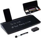 WADORN Desk Whiteboard with Storage Glass Dry Erase Board Black Deskboard Buddy Desktop Organizer Office Accessories for Men Women Work from Home Office School Must Haves 15x7x2 Inch by WADORN