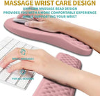 Hokafenle 2 in 1 Ergonomic Mouse Pad Wrist Support & Wrist Rest for Computer Keyboard Set, with Relieve Carpal Tunnel Pain Massage Bulge and Full Memory Gel Design (2In1 Set, Pink) - Image 4