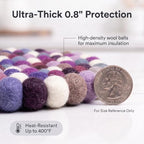 Wool Felt Ball Trivet Pot Mat, 7.8 Inch, Purple Mix, 2 Pack - Image 3