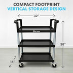 Simpli-Magic Rolling Utility Cart on Wheels, Heavy Duty Multi-Purpose Service Cart, Silver & Black, Garage, Warehouse & Commercial Use - Image 2