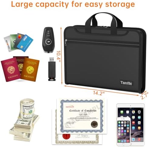 Tamfile Fireproof Accordion File Organizer with Lock, Document Organizer - Image 5