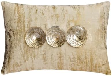 The HomeCentric Decorative Silver & Gold 12"x14" (30x35 cm) Lumbar Pillow Cover, Jacquard Foil, Metallic Sequin, Handmade Oblong Pillow, Floral Pattern Modern Style - Silver Eonian by TheHomeCentric