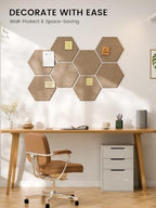 Fluxynara 8-Pack Hexagon Felt Bulletin Board Tiles, Taupe-1 - Image 6