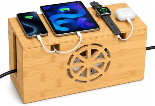 Bamboo Extra Large Cable Management Box, 15.7 x 6.7 x 6.7in by SVRSD