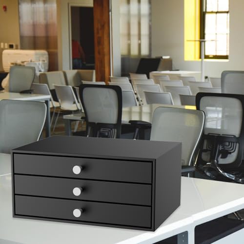Svartur Metal Desk Top Drawers, Small Table Organizer with 3-Drawer Storage Organizer for A4 File, Desk File Storage Organization for Office, Home, No Assembly Required, Black - Image 6
