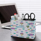 PU Leather Multi-Compartment Pen Holder Desktop Organizer Pencil Cup Storage Caddy for Office Home Supplies Winter Holidays Christmas Ornaments in Warm Colors - Image 5