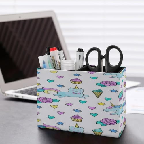 PU Leather Multi-Compartment Pen Holder Desktop Organizer Pencil Cup Storage Caddy for Office Home Supplies Winter Holidays Christmas Ornaments in Warm Colors - Image 5