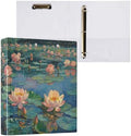 JIPONI 3 Ring Binder Lotus Monet 1 Inch Round Binders for Men Women Students, Cute File Organizer for Office Home School by JIPONI