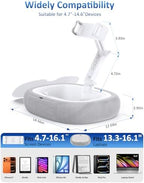 Tryone Tablet Pillow Holder & Laptop Stand : Lap Adjustable iPad Holder with Snack Bowl,Soft Plush Pillow & 360° Rotating Detachable Support Arm for 4.7-16.1 Kindle Phone Tablet Laptop (Gray) - Image 4