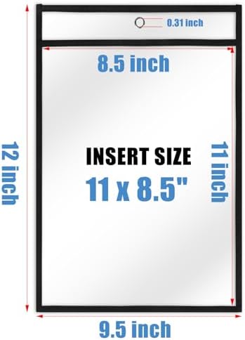 Heavy Duty Sheet Protectors 8.5 x 11 Job Ticket Holders, 30 Pack Dry Erase Pockets Plastic Paper Sleeves Clear Sleeves for Paper Clear Document Protectors for Shop Office Classroom Home, Black - Image 2