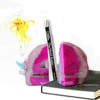 JIC Gem Dyed Pink Agate Geode Bookends Decorative for Shelves to Hold Books - Image 6