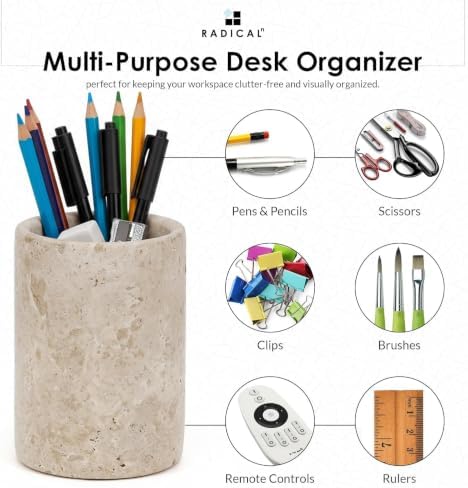 Radicaln Marble Pen Holder for Desk 4" - Pencil Holder & Makeup Brushes Cup - Image 5