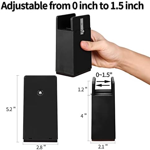 Bed Risers 4 Inch with Adjustable Screw Clamp, 4 Pack, Black - Image 2