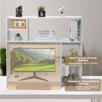 Modern Wooden Desktop Bookshelf Hutch, White Desk Organizer with 7 Shelves for Computer Desk, Vertical Storage for Small Desks, Home Office, Dorm - Image 6