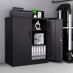 Letaya Metal Storage Cabinets with Lock, Small Locker Steel Cabinets, Adjustable Shelves 2 Doors for Home,Office, Warehouse,Garage(Black-36) - Image 5