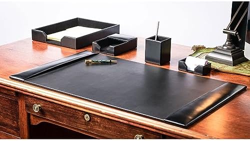 Dacasso Bonded Set Luxury Leather Desk Pad & Desk Organization Essentials, 5 Piece, Black - Image 4