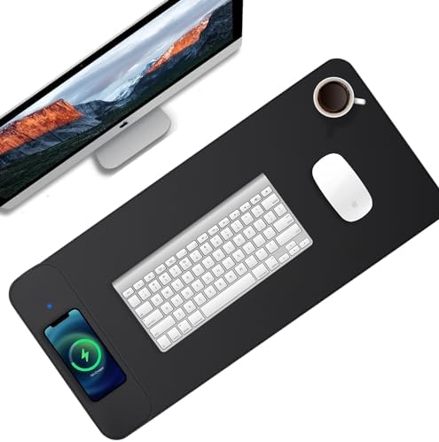Large Leather 15W Wireless Charging Mouse Pad with Magnetic Phone Charger - Image 5