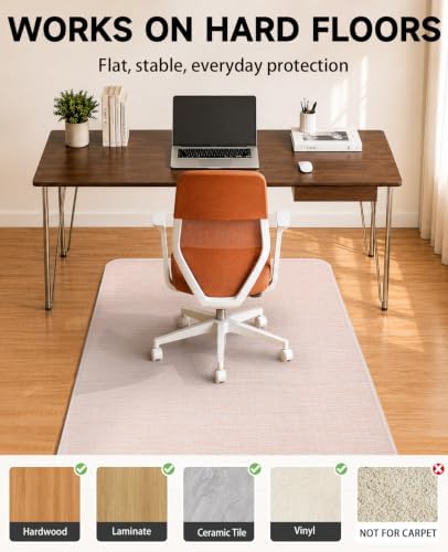 Funwheat Woven Office Chair Mat for Hardwood Floor, 36 x 48 in, Beige - Image 6