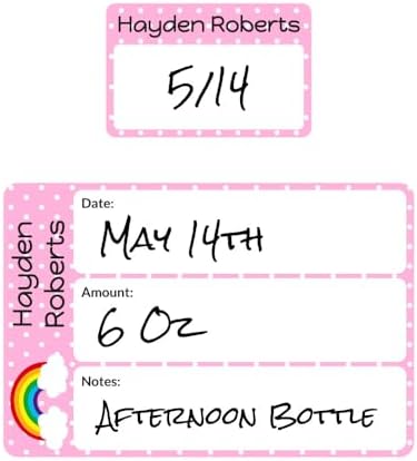 Name Bubbles - Reusable Baby Bottle Labels for Daycare (20 Labels) - Kids Washable Name Tags for Bottles, Sippy Cups, & Snack Containers, Waterproof, Baby Name Stickers, Write-On (Rainbow) by NameBubbles