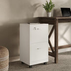 Lavish Home 2-Drawer Wooden File Cabinet with Lock, White, 16” x 27” - Image 7