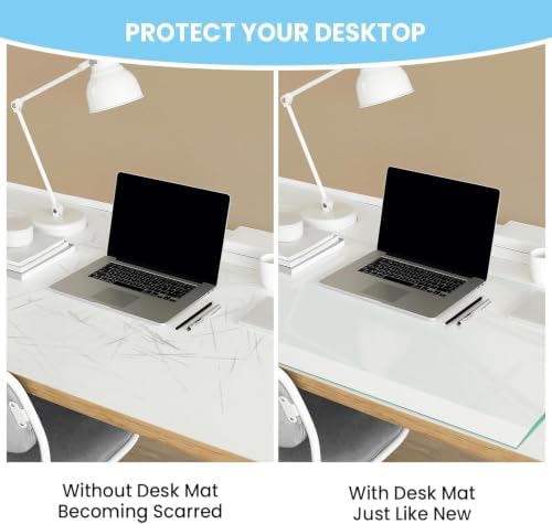 Tempered Glass Desk Pad with Beveled Edge, 24" x 18" Clear Office Desk Pad for Keyboard and Computer Monitor, Glass Desk Mat for Desktop Dry Erase - Image 3