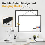 Dry Erase Board for Wall, 24" x 18" Double-Sided Hanging Magnetic Whiteboard with 6 Markers, 6 Magnets and 3 Mini Sticky Notes, Presentation Board for School, Home, Office, Black Frame - Image 4