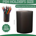 Sherr 50 Pack Black Pen Holders for Desk Pen Cups Bulk Pencil Organizer Makeup Brush Holder Matte Pencil Cups Ins Style for Office Home Back to School Supplies, 2.76 x 3.94 Inches - Image 2