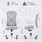Ergonomic Home Office Chair, 4-Way Lumbar, Thick Cushion, 330LBS (Gray/Finish Silver) - Image 2
