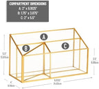 Mind Reader 4-Compartment Glass Desktop Organizer with Copper Trim, Angled Design for Office Supplies, Makeup & Accessories, Glass and Copper, Clear - Image 3