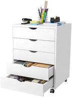 5 Drawer Storage Cabinet with Drawers, Rolling Printer Stand for Office by Hexago