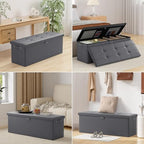 DocSafe Storage Ottoman Bench, Fireproof＆Waterproof Folding Bench with Lock(15”x 43”x15”), Leather Storage Chest with Handles＆2 Extra Boxes, Ottoman Safe for Bedroom,Living Room,Home Office, Gray - Image 3
