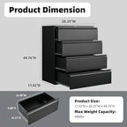 Approgreent Lateral 4 Drawer File Cabient with Lock, Metal Filing Cabinets for Home Office, Heavty Duty Office Storage Cabinet for A4/Letter/Legal (Matte Black) - Image 2