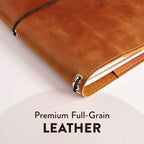 Refillable Leather Notebook Cover Regular Size – Traveler’s Journal Cover with 3 Elastic Bands, Card Slots, Pen Holder & Interior Pockets, Fits 4.5" x 8.5" Notebooks (Paper Not Included), Warm Brown - Image 3
