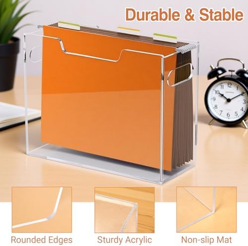 Acrylic File Folder Box, Letter Size Hanging File Organizer - Image 3