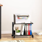 aboxoo Desktop Printer Stand with 2 Tier Wood Storage Shelves,Under Desk Printer Table,Multi-Purpose Home Office Desk Organizer for Fax Machine, Scanner (Black) - Image 4