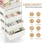 SYKIARIOL 4-Drawer Rolling Storage Cart with Mesh Top,White - Image 6
