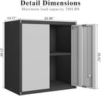 Locking Metal Wall Cabinet, 28" Metal Storage Cabinets with Doors and Shelf, Steel Garage Locker Mounted Small Tool Chest for Home Office, Kitchen, Pantry - Image 3