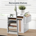 HOOBRO Adjustable Countertop Mail Sorter, 6 Tier Wooden Paper Organizer, Vertical Literature Organizer with Side Storage, Office Mailbox Cubbies, Classroom Mailbox, for Home, Office, White WT34WF01 - Image 4