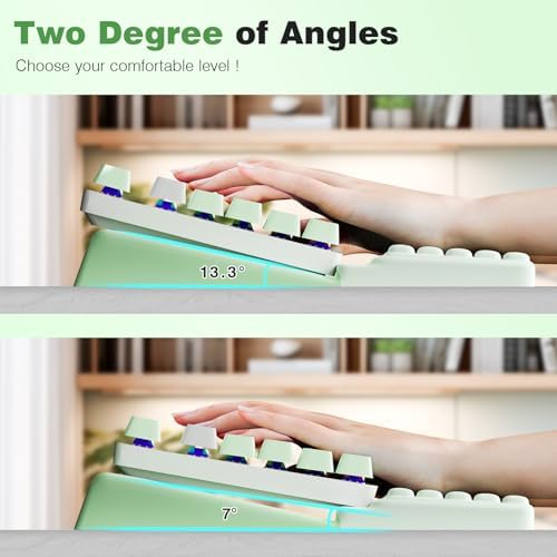Ospelelf Keyboard Wrist Rest, Ergonomic Memory Foam Wrist Support for Typing & Gaming, Tilted Keyboard Pad, Aesthetic Desk Accessories for Office, Relief for Carpal Tunnel & Wrist Pain, Light Green - Image 4