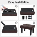 CAROLMADE Footstool Ottoman with Legs, PVC Small Foot Rest Under Desk, Ottoman with Storage for Living Room, Bedroom, Entryway Brown - Image 7