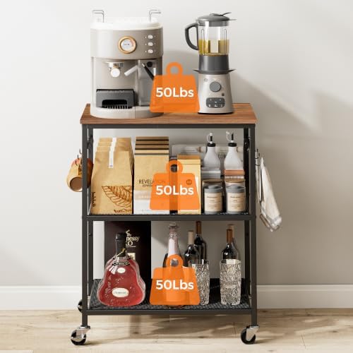 Homleke 3-Tier Rolling Kitchen Microwave Cart, Utility Cart - Image 3